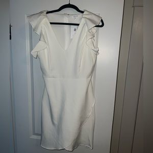 NWT White dress with ruffles on shoulders